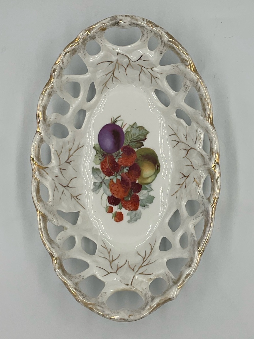 Antique Openwork Porcelain Fruit Bowl Made in Germany